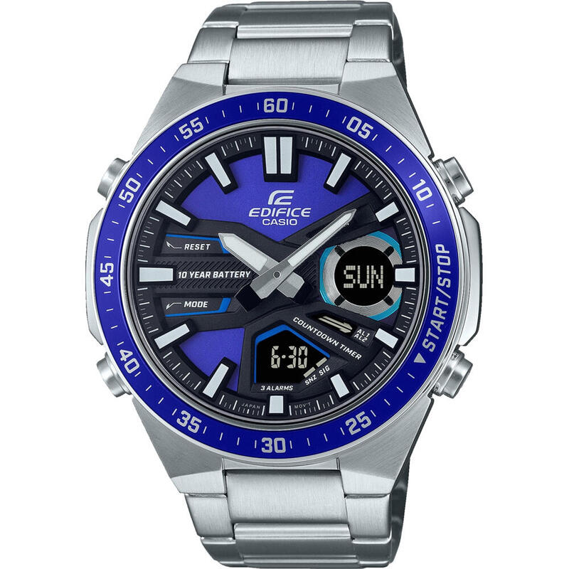 Casio Analoog en digitaal  Horloge Zilverkleurig/Blauw EFV-C110D-2AVEF