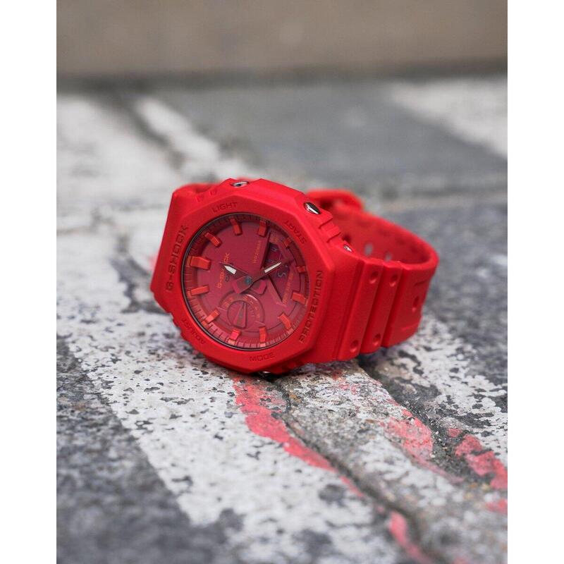 Ceas barbatesc Casio GA-2100-4AER G-Shock 45mm, 20ATM, Rosu