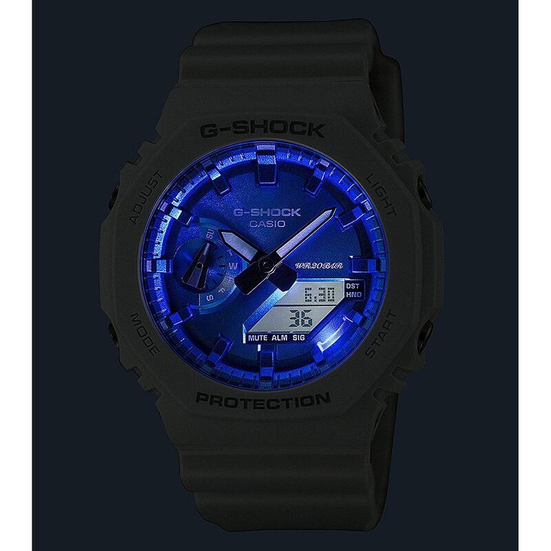 Casio Analogique - Digital Hommes Bleu / Blanc GA-2100WS-7AER