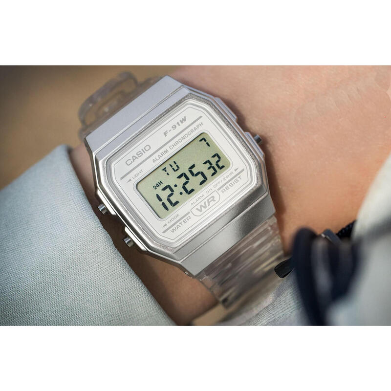 Casio Digitaal  Horloge Transparant/Grijs F-91WS-7EF