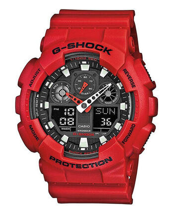 Casio Analoog En Digitaal Horloge Rood/Zwart GA-100B-4AER