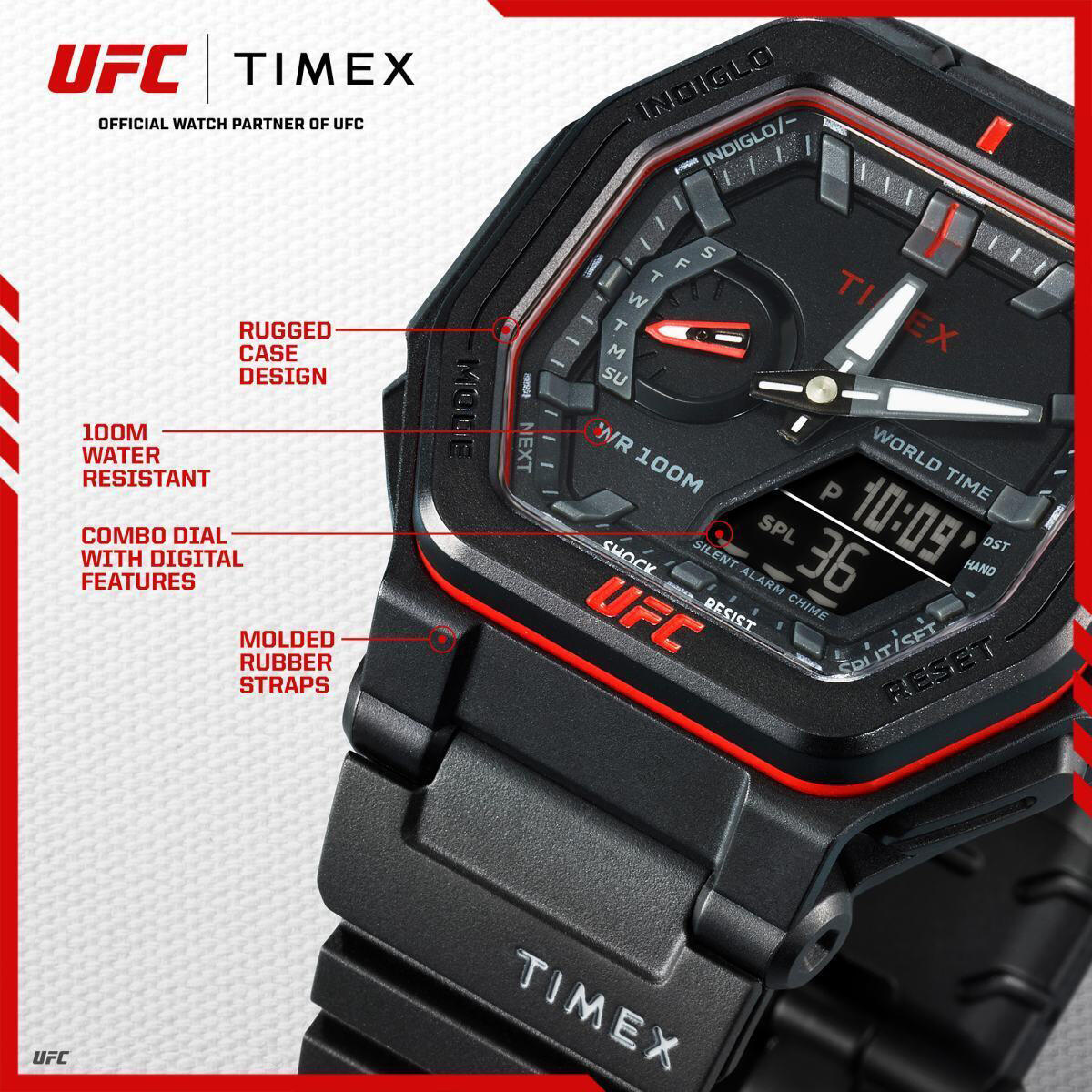 Timex Analogique - Digital Montre Noir/Noir TW2V55200 3/6