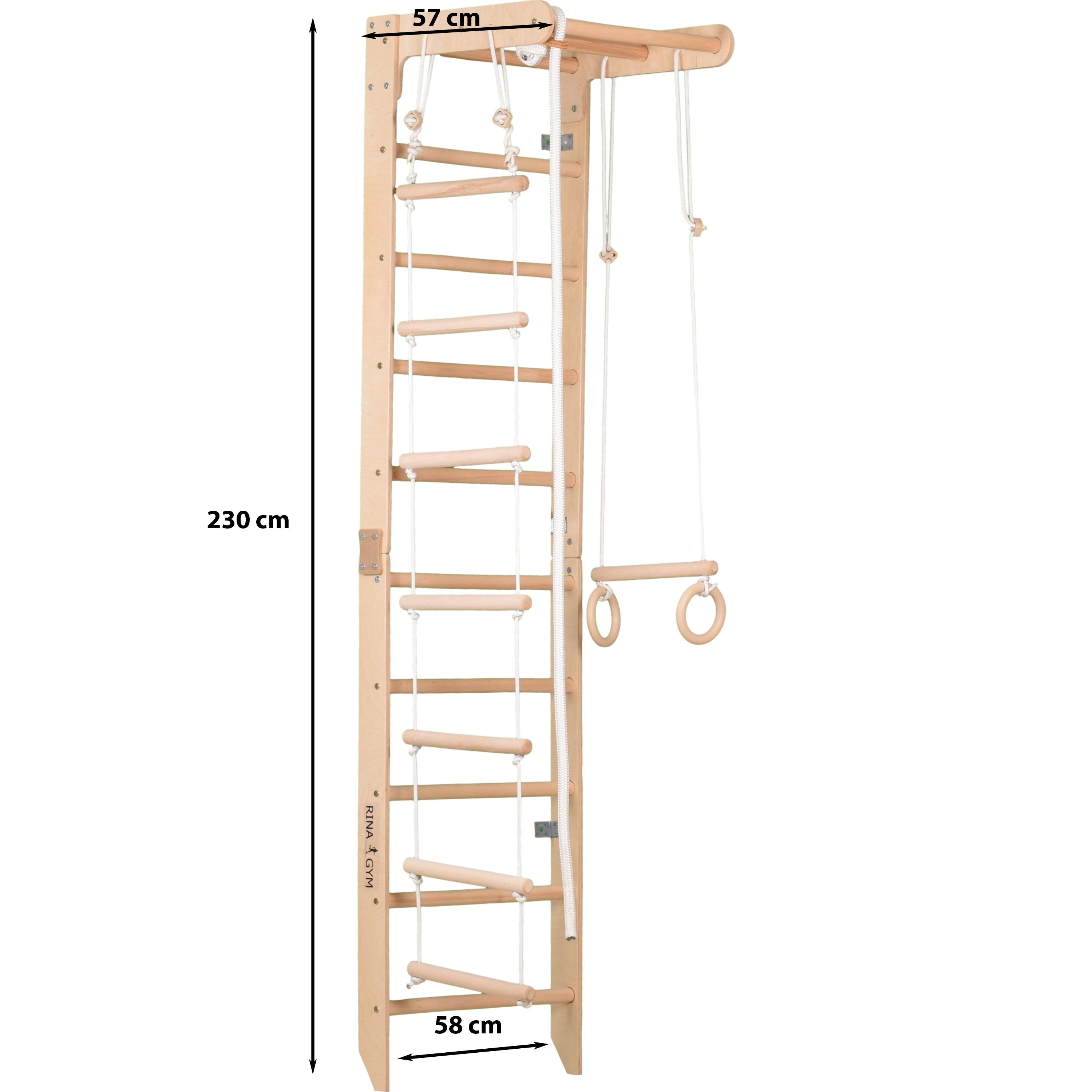 Gymnastisch wandrek met vaste optrekstang, naturel (SPR B) 2/5