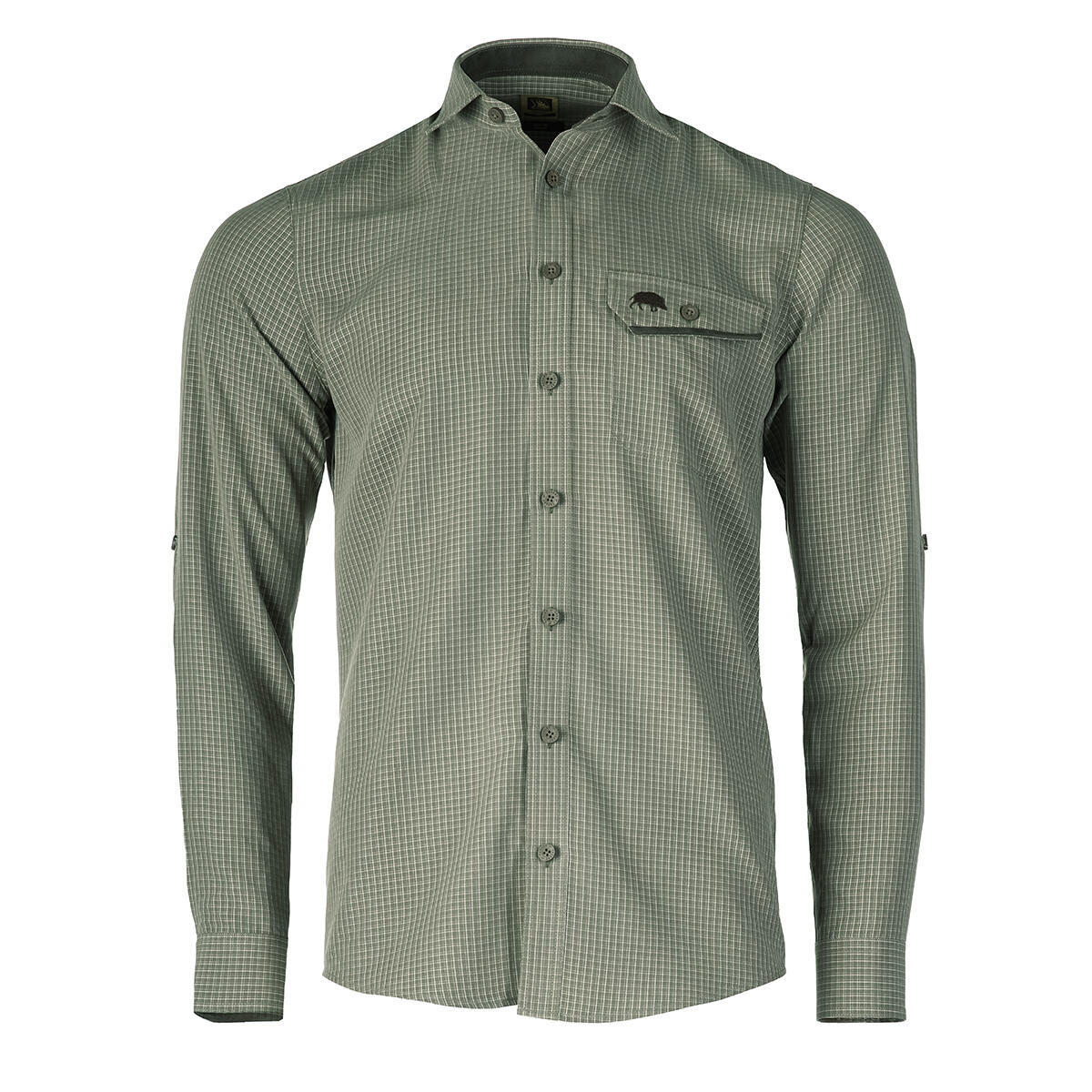 Herren Jagdhemd Tagart Boar Green SLIM mit Modal 3/4