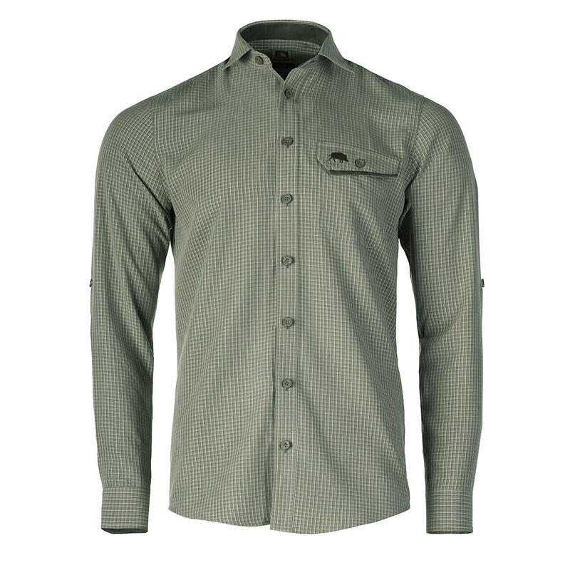 Cămașă Tagart Boar Green SLIM cu broderie mistreț, bărbătească