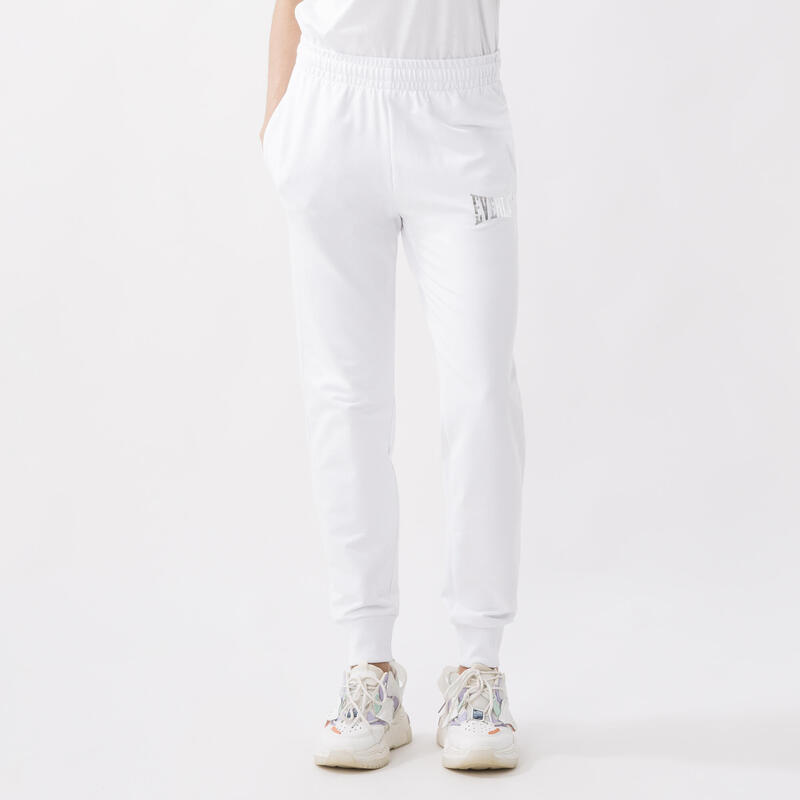 SPORTIEVE BROEK MET BOORD OPTICAL WHITE KATOEN, ELASTHAAN