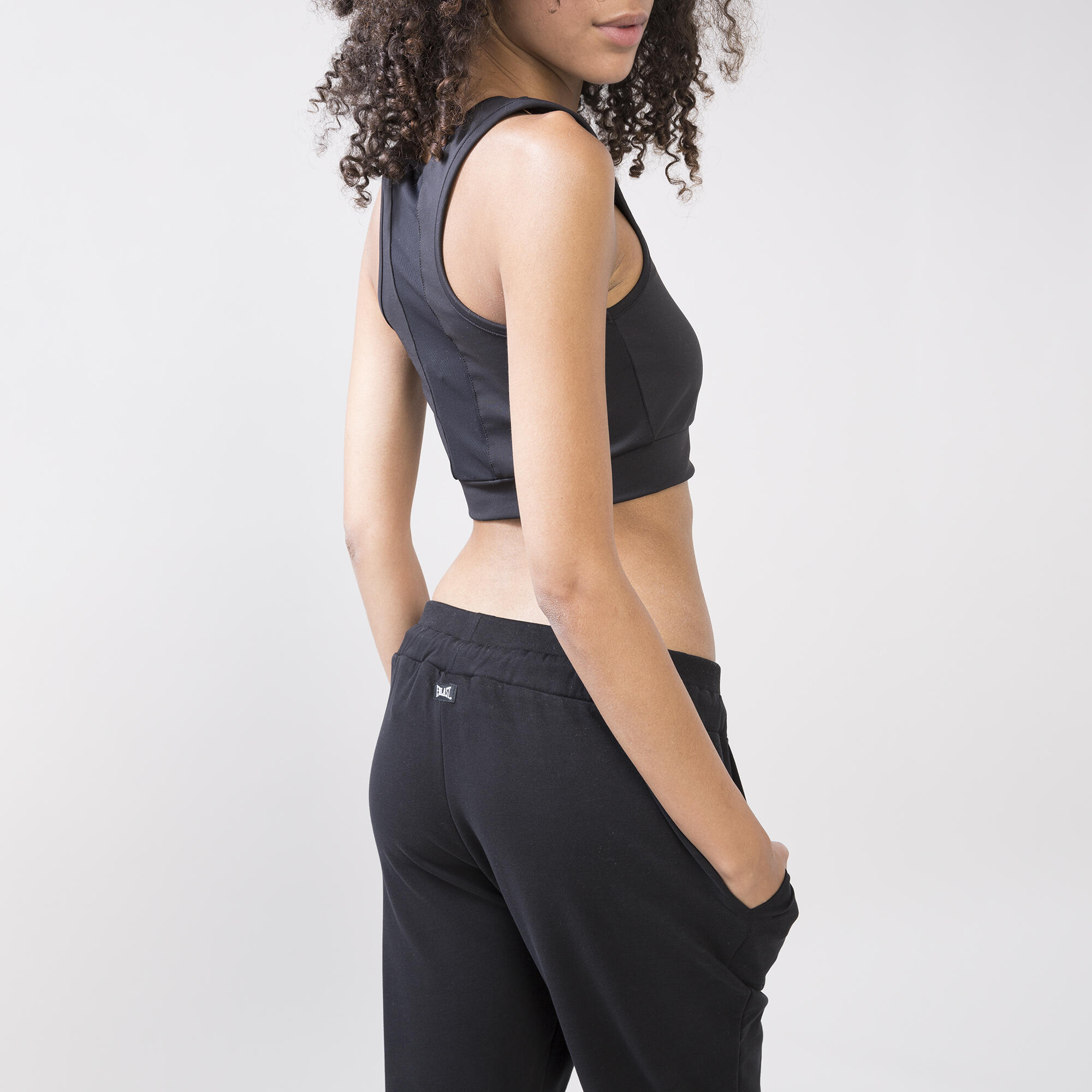 PANTALONE CREATIVITY IN FELPA MODAL NERO COTONE, MODAL, ELASTAN 5/6