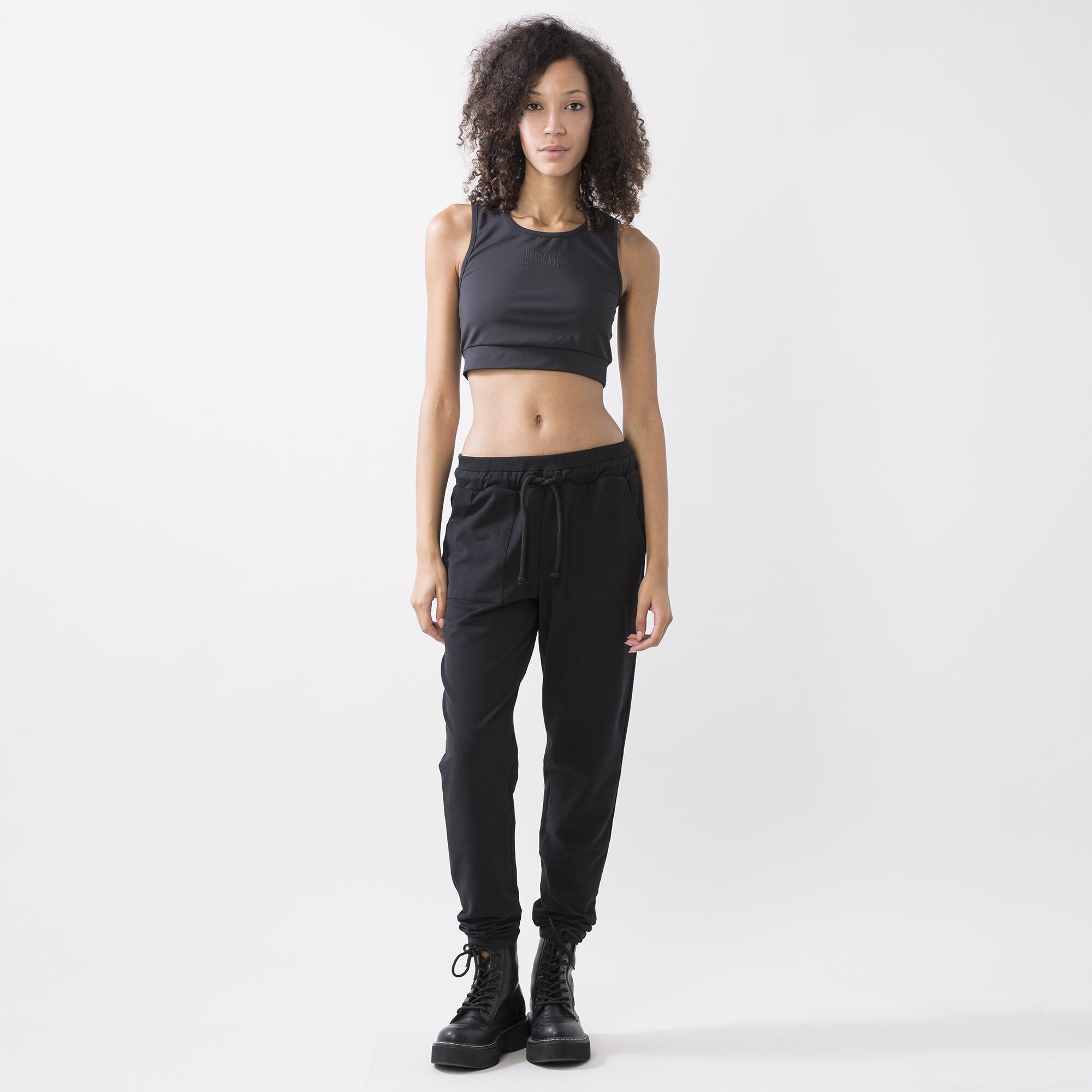 PANTALONE CREATIVITY IN FELPA MODAL NERO COTONE, MODAL, ELASTAN 2/6