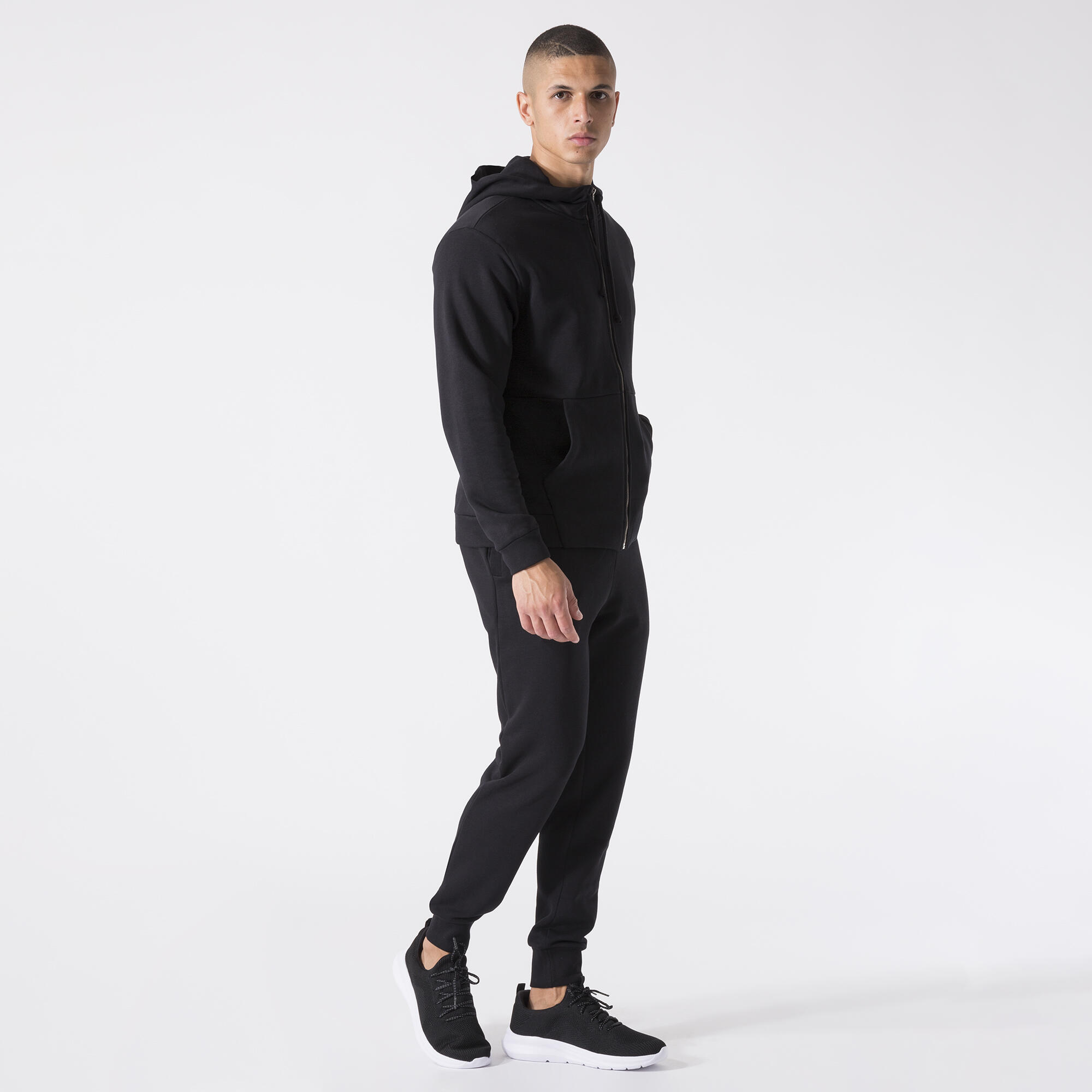 GIACCA CON CAPPUCCIO IN FELPA NERO COTONE, POLIESTERE 3/6
