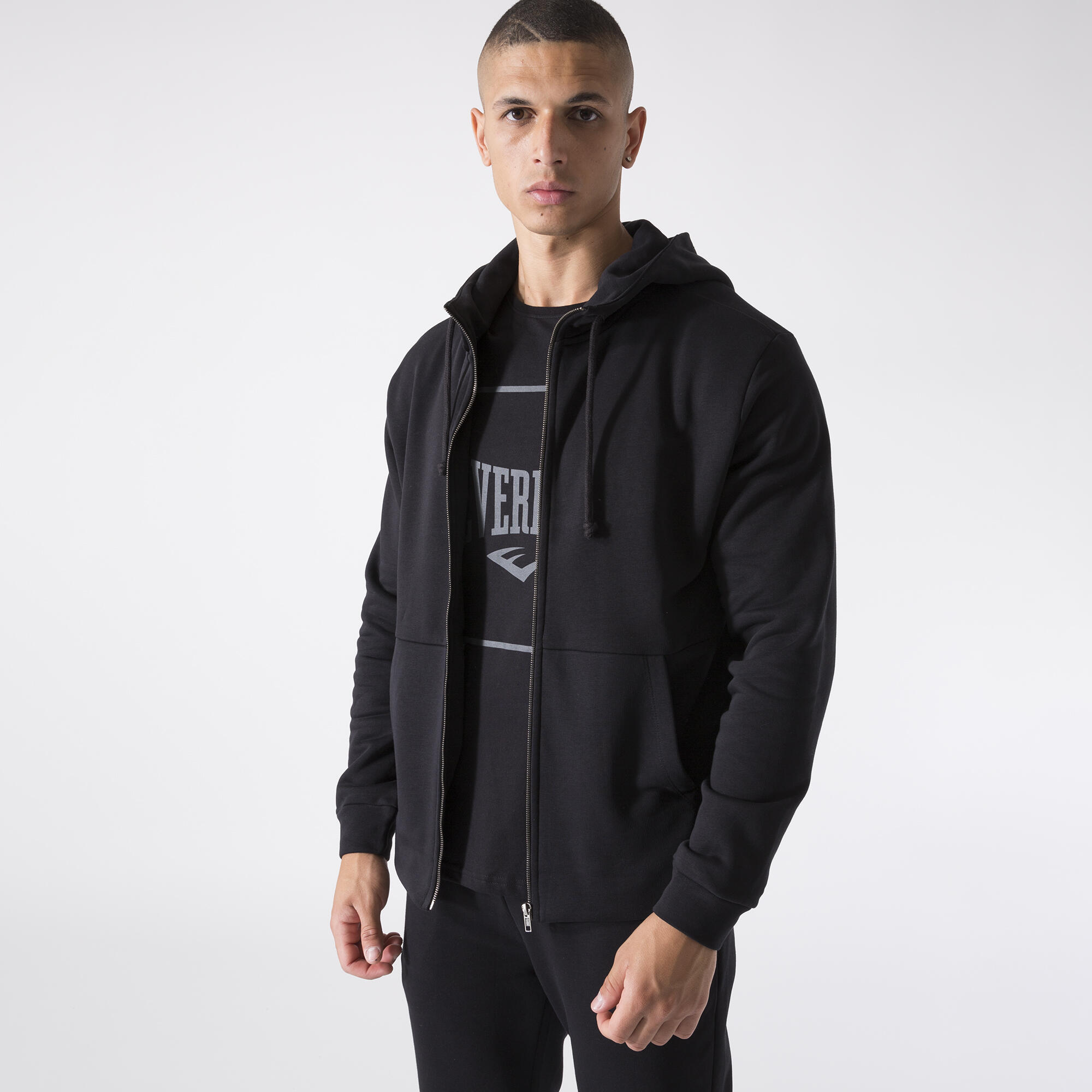 GIACCA CON CAPPUCCIO IN FELPA NERO COTONE, POLIESTERE 4/6
