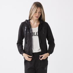 VESTE AVEC CAPUCHE EN POLAIRE EXTENSIBLE BLACK COTON, ÉLASTHANE