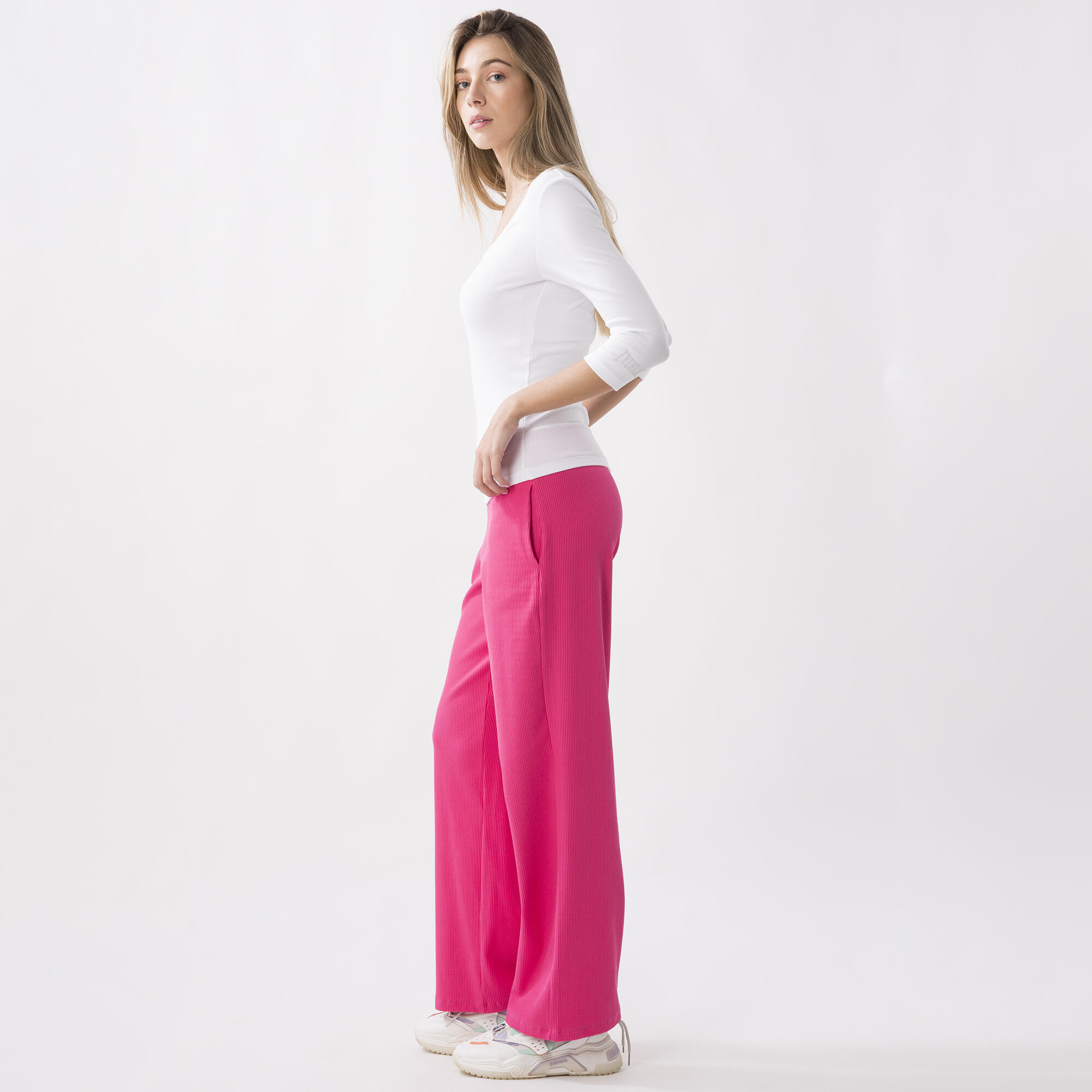 CAMISOLA EM MALHA DE COSTELA STRETCH DYNAMIC WORLD BRANCO ÓPTICO ALGODÃO, MODAL, 2/6