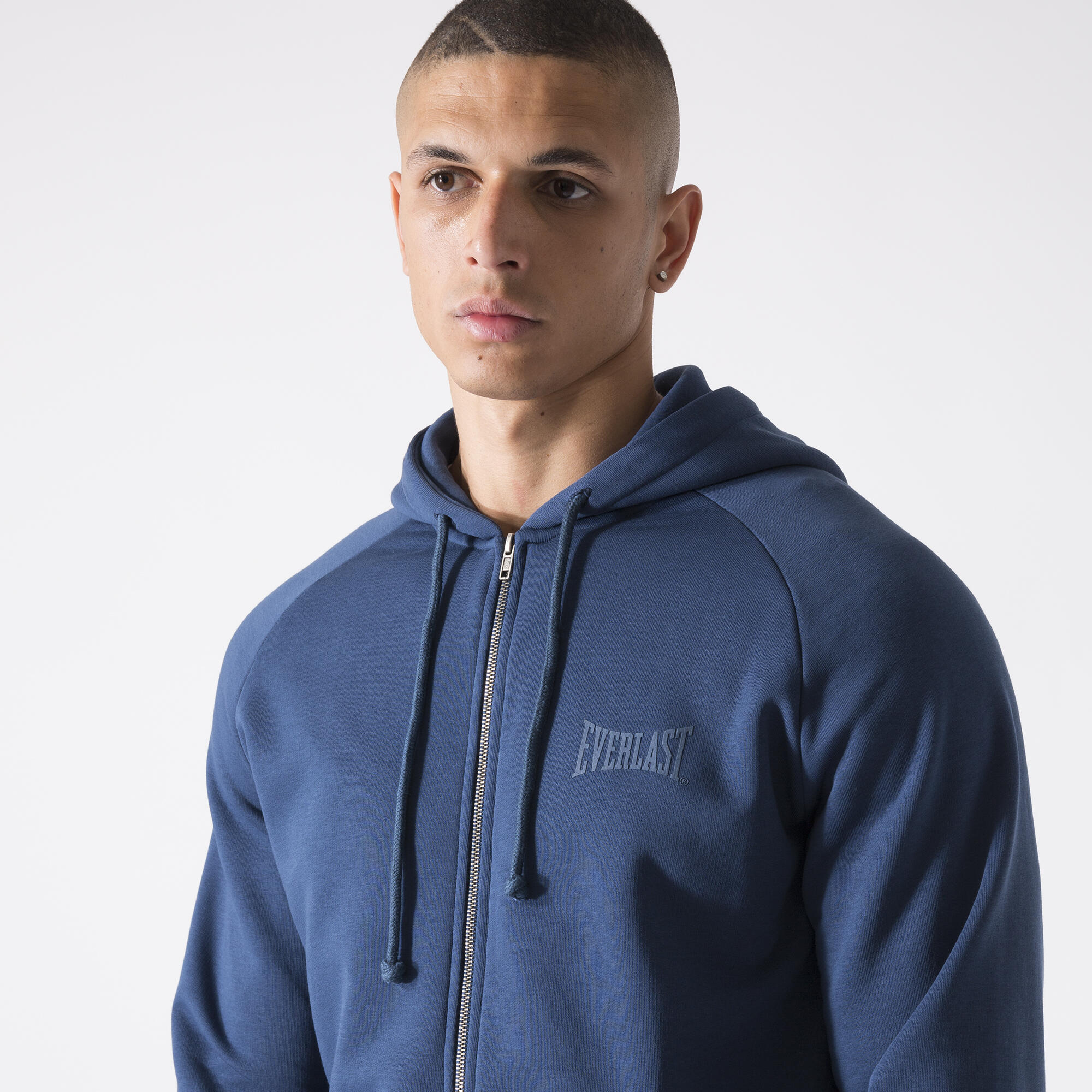 CHAQUETA CON CAPUCHA DE FELPA AZUL TORMENTOSO ALGODÓN, POLIÉSTER 6/6