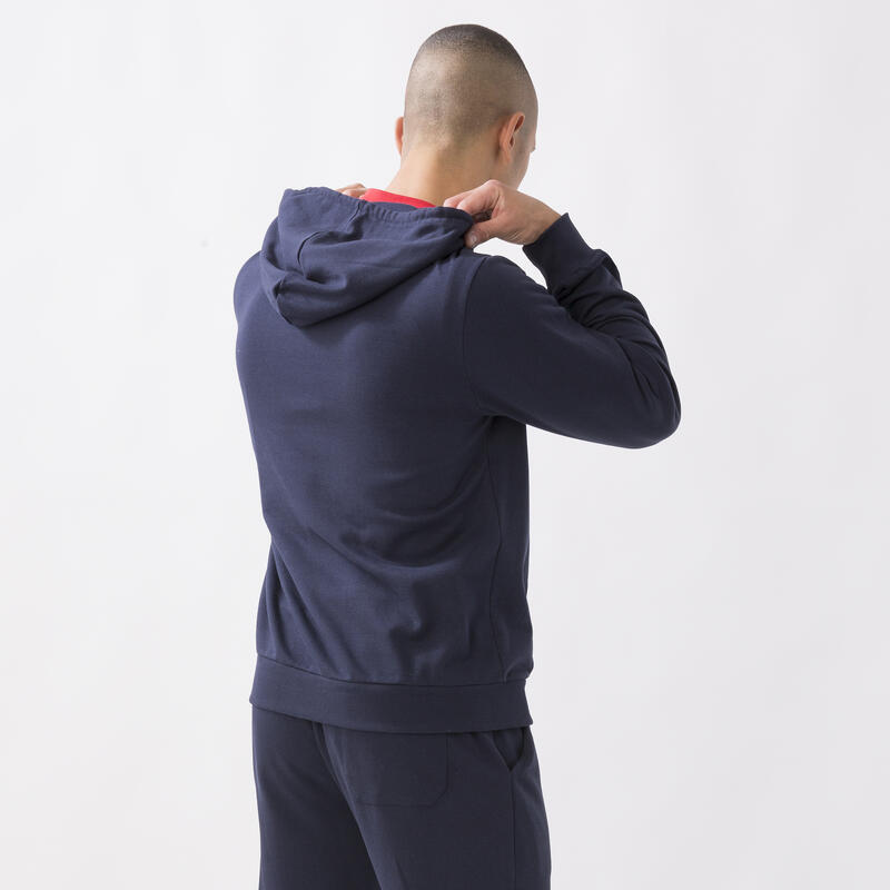 DOUBLURE À CAPUCHE AVEC FERMETURE ÉCLAIR COMPLÈTE BLU NAVY COTON