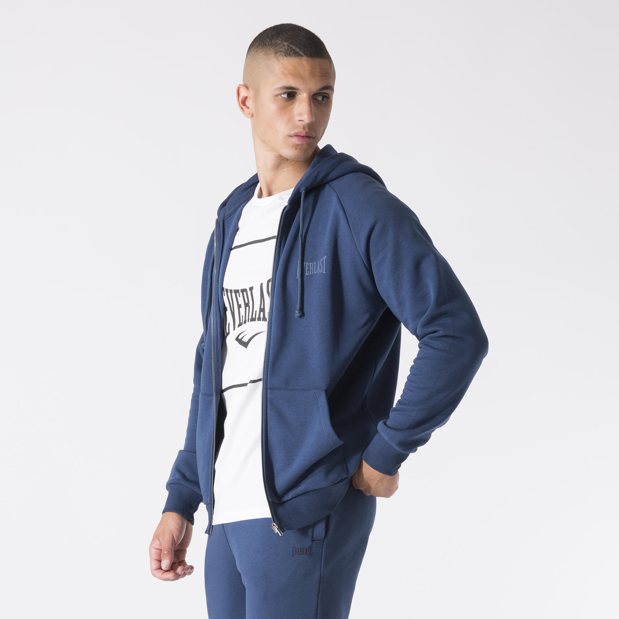 CHAQUETA CON CAPUCHA DE FELPA AZUL TORMENTOSO ALGODÓN, POLIÉSTER 4/6