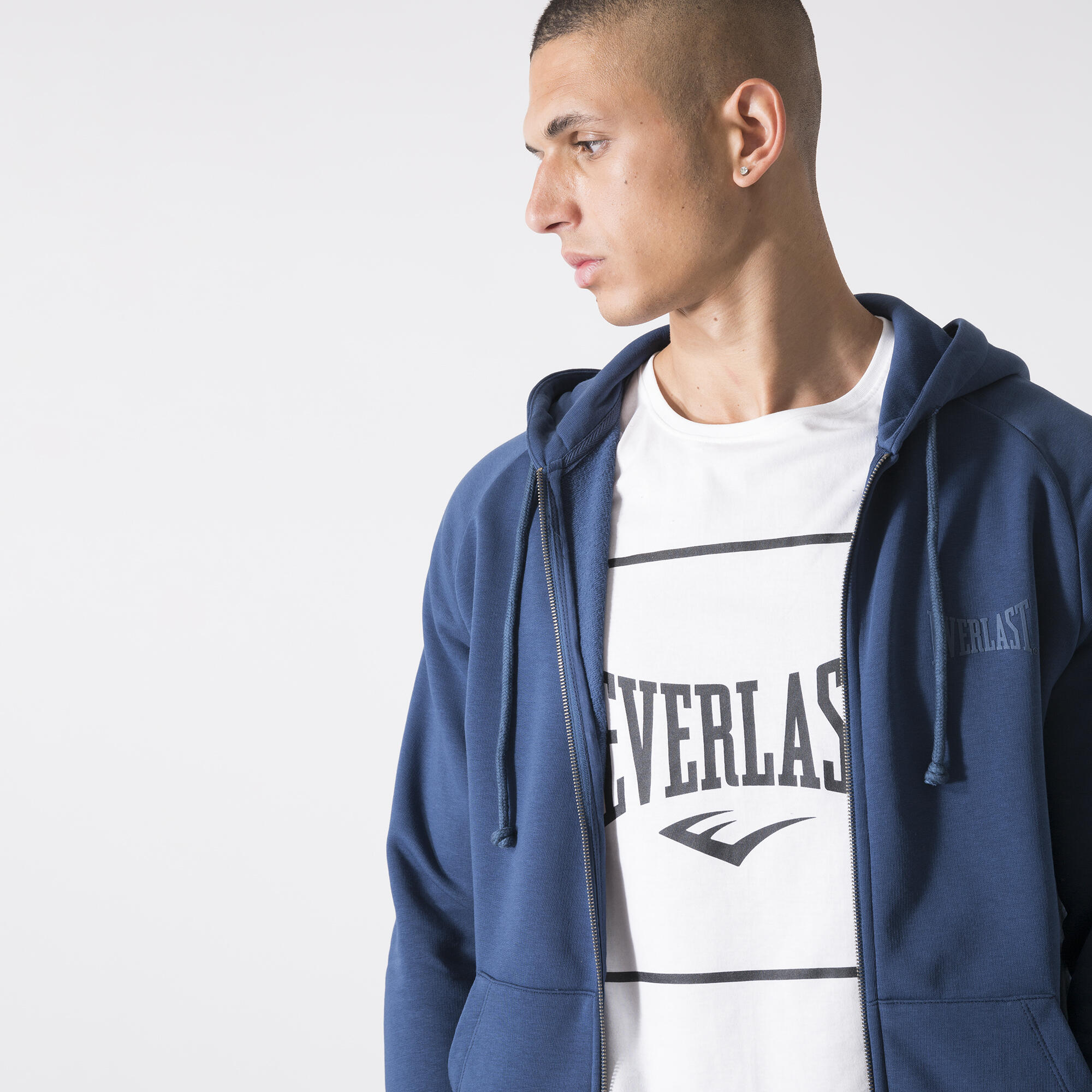 CHAQUETA CON CAPUCHA DE FELPA AZUL TORMENTOSO ALGODÓN, POLIÉSTER 5/6