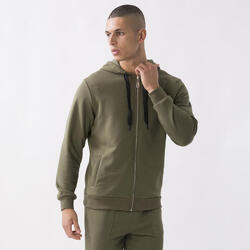 SWEAT À CAPUCHE FERMETURE ÉCLAIR INTÉGRALE DYNAMIC WORLD MILITARY GREEN COTON, P