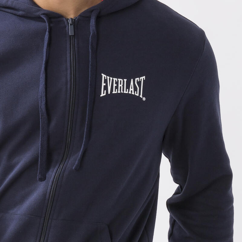 HOODIE MET VOLLEDIGE RITS BLU NAVY KATOEN