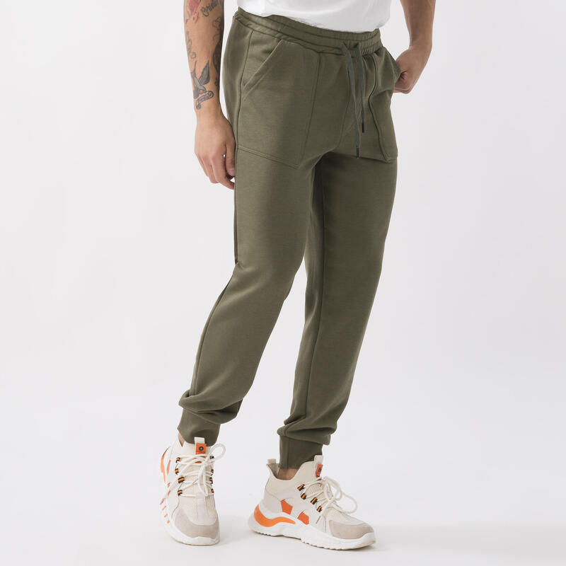 PANTALON DYNAMIC WORLD EN MOLLETON MILITARY GREEN COTON, POLYESTER