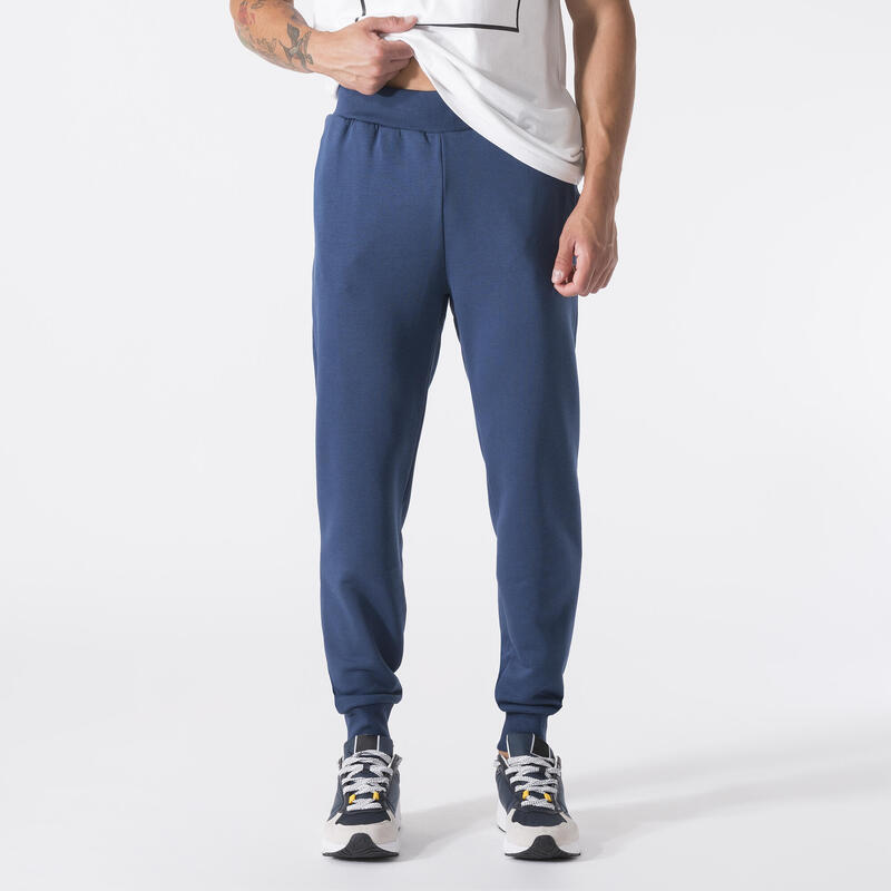 BROEK IN SWEATSTOF STORMY BLUE KATOEN, POLYESTER