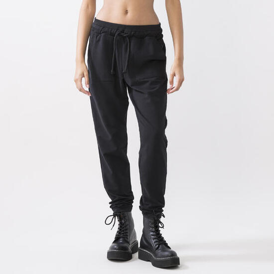 PANTALONE CREATIVITY IN FELPA MODAL NERO COTONE MODAL ELASTAN