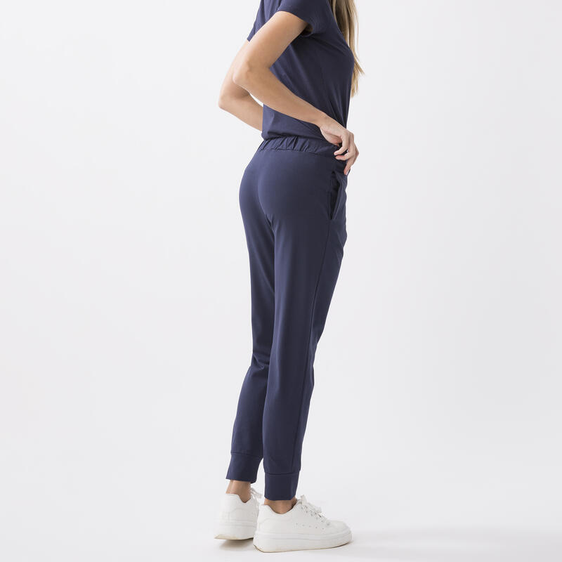 ESSENTIËLE BROEK IN STRETCHJERSEY BLU NAVY KATOEN, ELASTHAAN