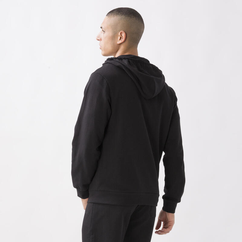 HOODIE MET VOLLEDIGE RITS BLACK KATOEN