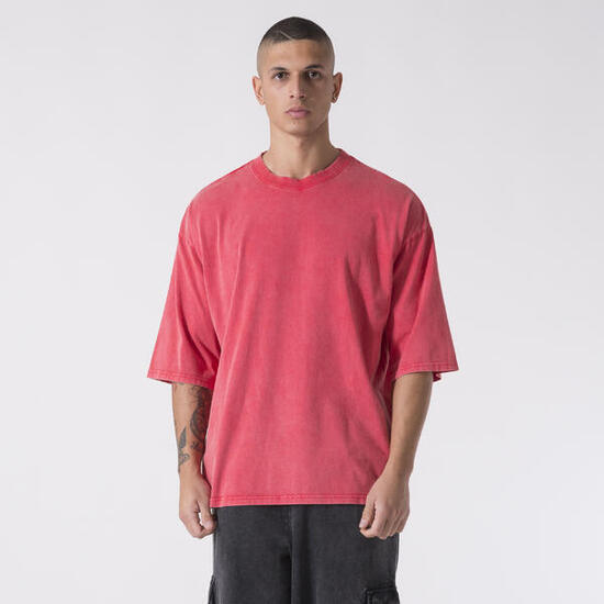 T-SHIRT TRAINING UND BOXEN MIT FIT OVER FLAMMENROT BAUMWOLLE