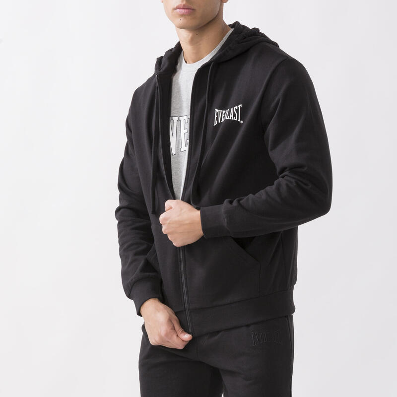 HOODIE MET VOLLEDIGE RITS BLACK KATOEN