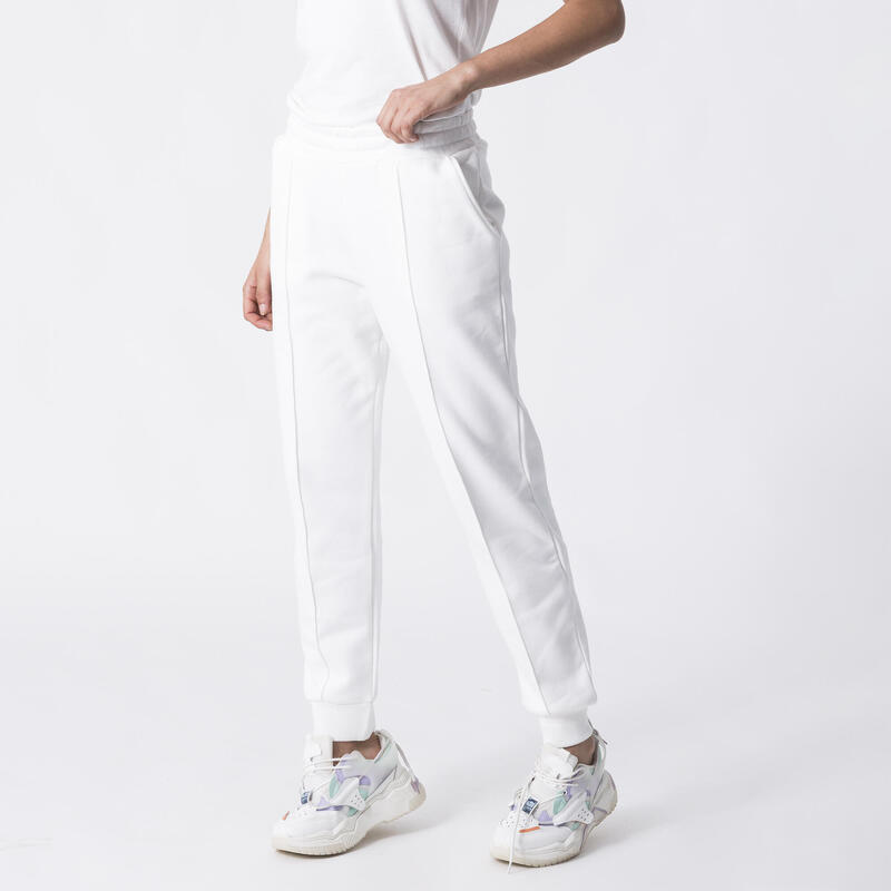 PANTALON EN MOLLETON AVEC ÉLASTIQUE BLANC DE BLANC COTON, POLYESTER