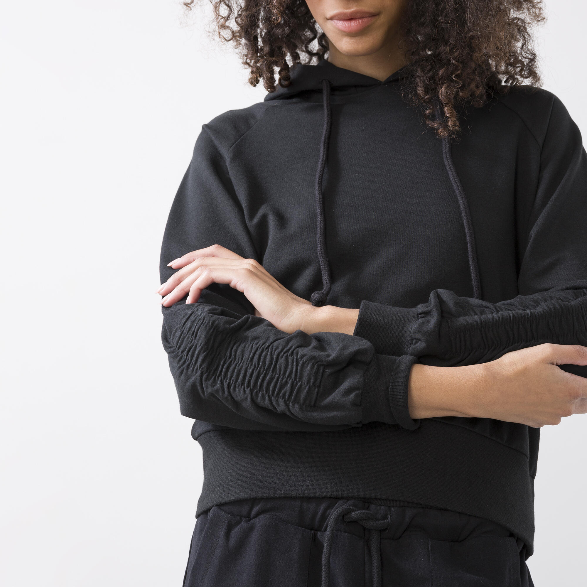 HOODIE ZWART KATOEN, MODAAL, ELASTAAN 4/6