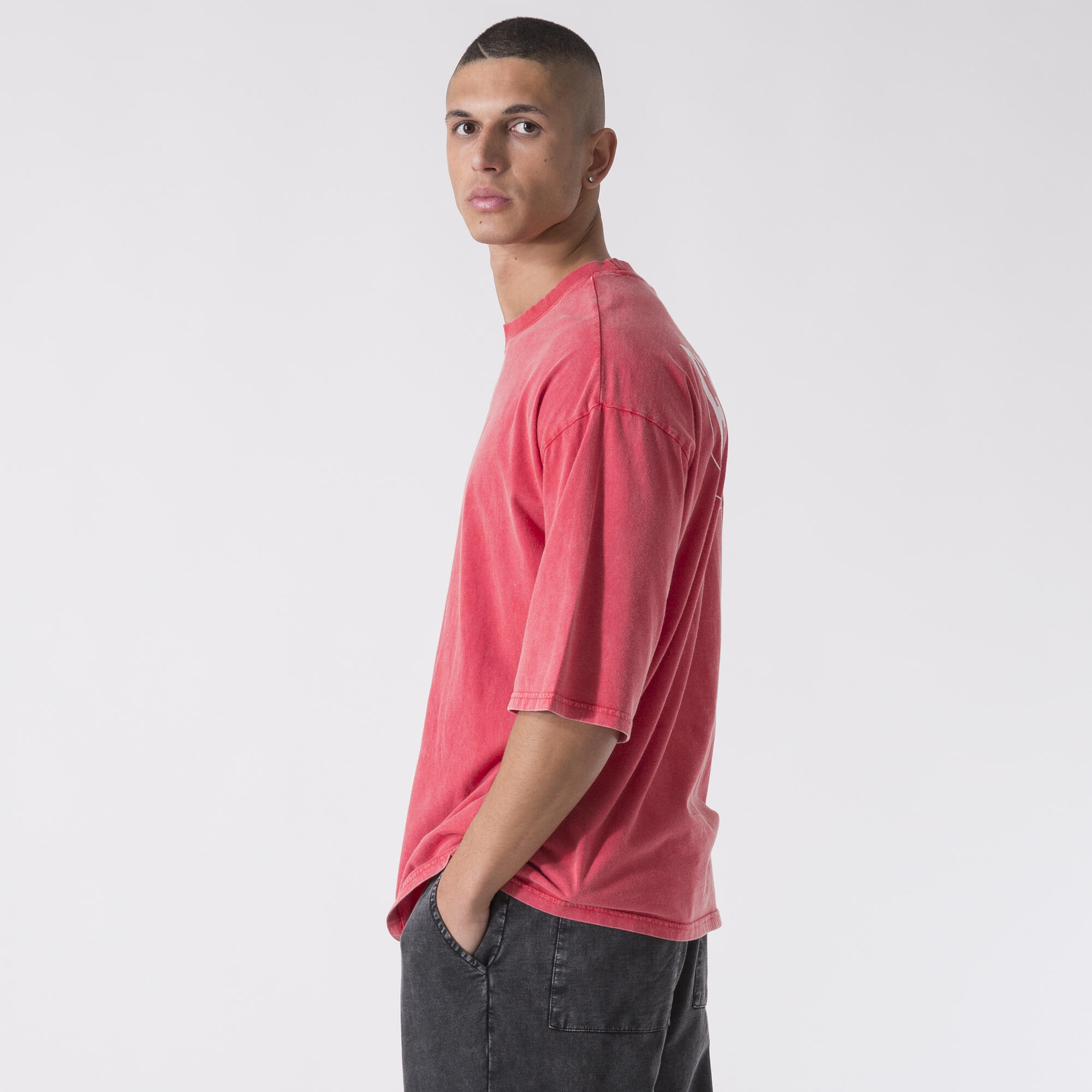 T-SHIRT ENTRAINEMENT ET BOXE AVEC COUPE OVER FIT ROUGE FLAMME COTON 3/6