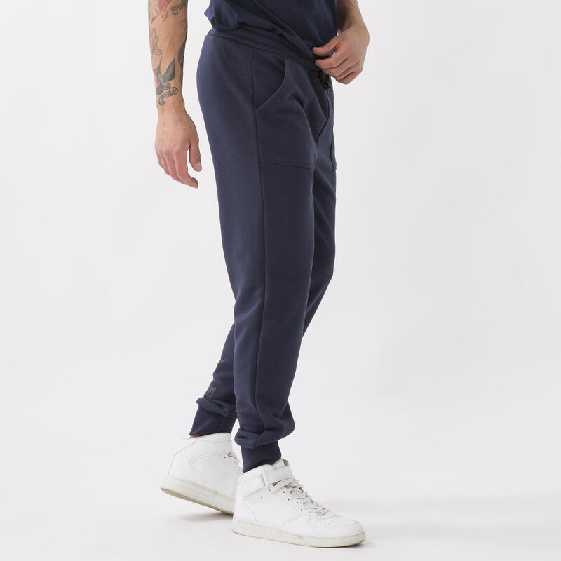 PANTALON DYNAMIC WORLD EN MOLLETON BLU NAVY COTON, POLYESTER