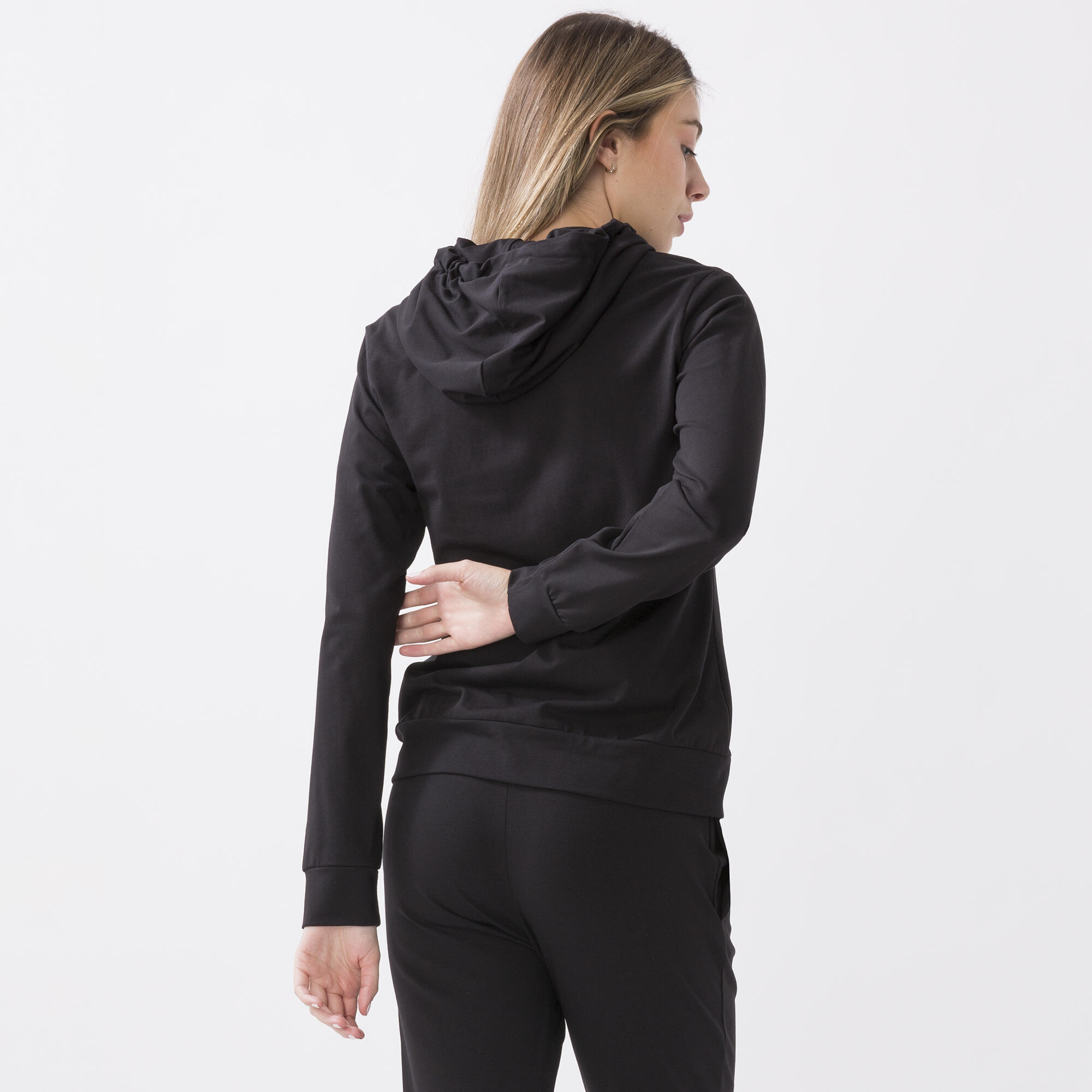 GIACCA BASIC CON CAPPUCCIO BLACK COTONE, ELASTAN 5/6