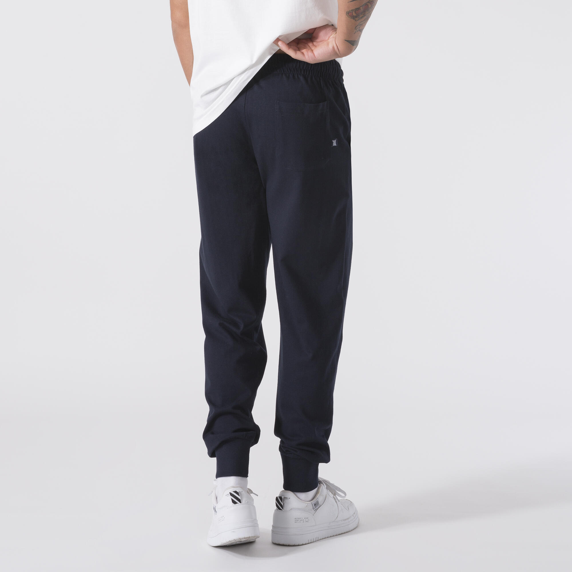 PANTALONE CON POLSINO BLU NAVY COTONE 2/6