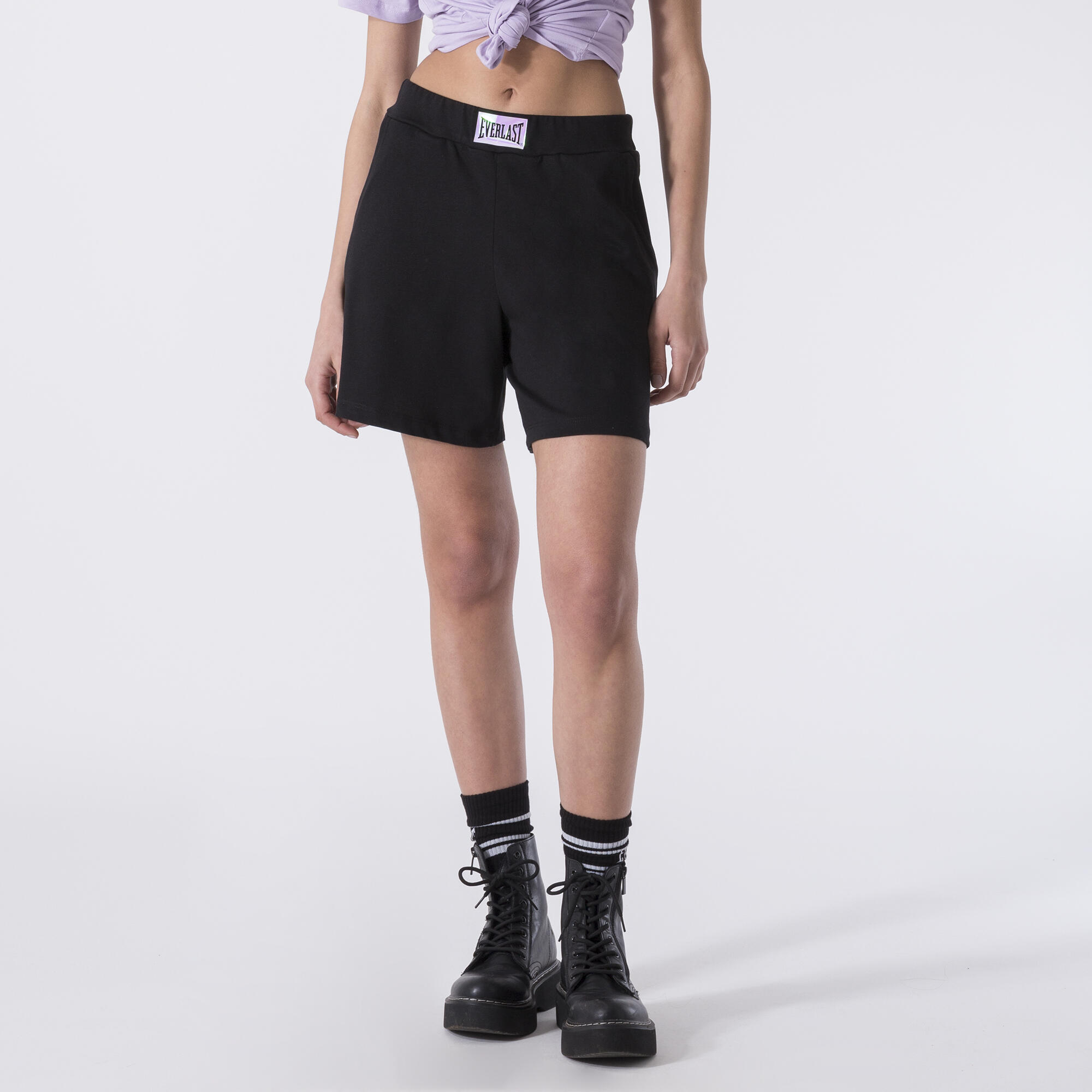 EVERLAST PANTALONCINO SPORTSWEAR IN HEAVY JERSEY BLACK COTONE