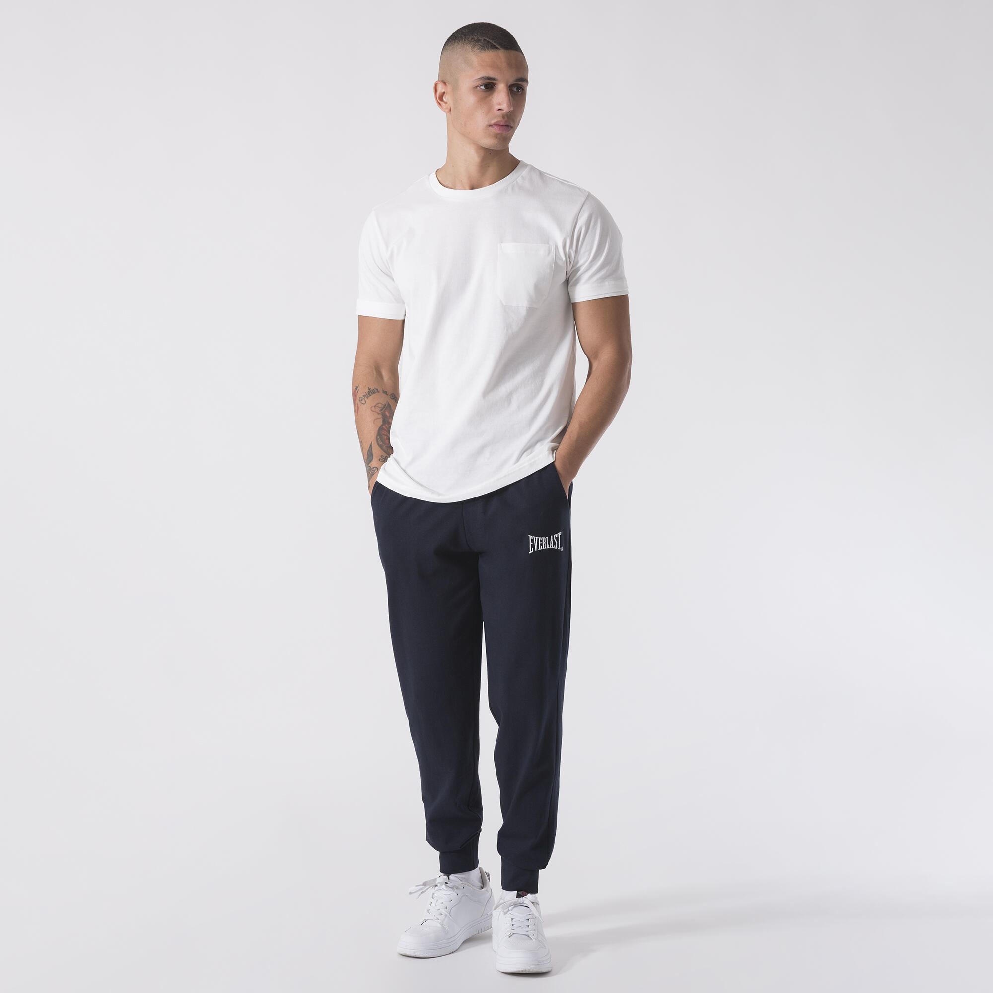 PANTALONE CON POLSINO BLU NAVY COTONE 3/6