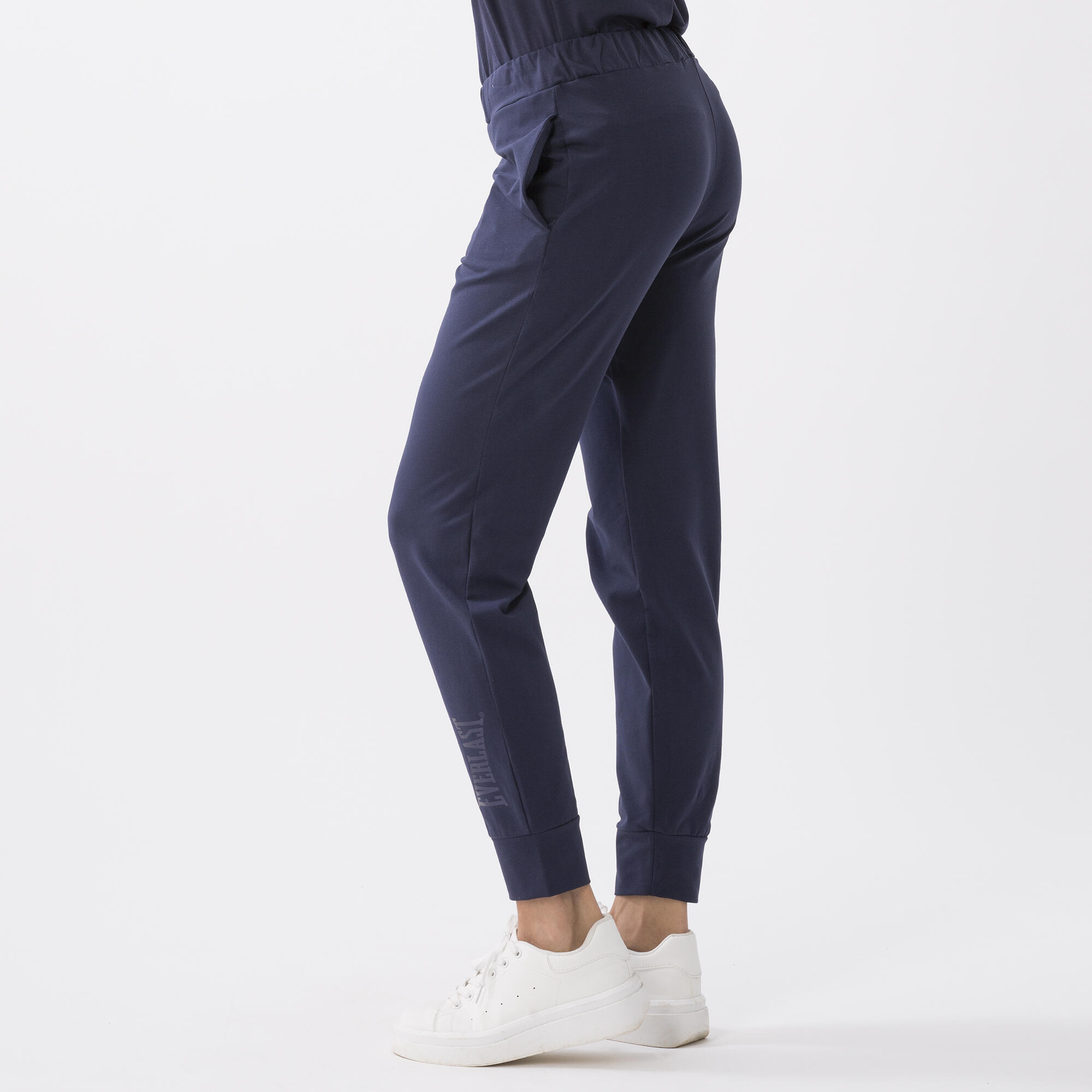 PANTALÓN ESENCIAL EN JERSEY ELÁSTICO AZUL MARINO ALGODÓN, ELASTANO 3/6