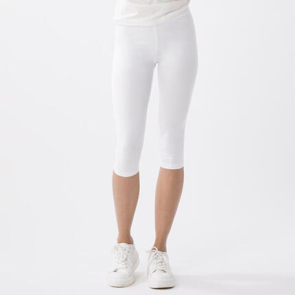 LEGGINGS AUS DEHNBARER JERSEY-STRETCH OPTISCHES WEISS BAUMWOLLE, ELASTHAN