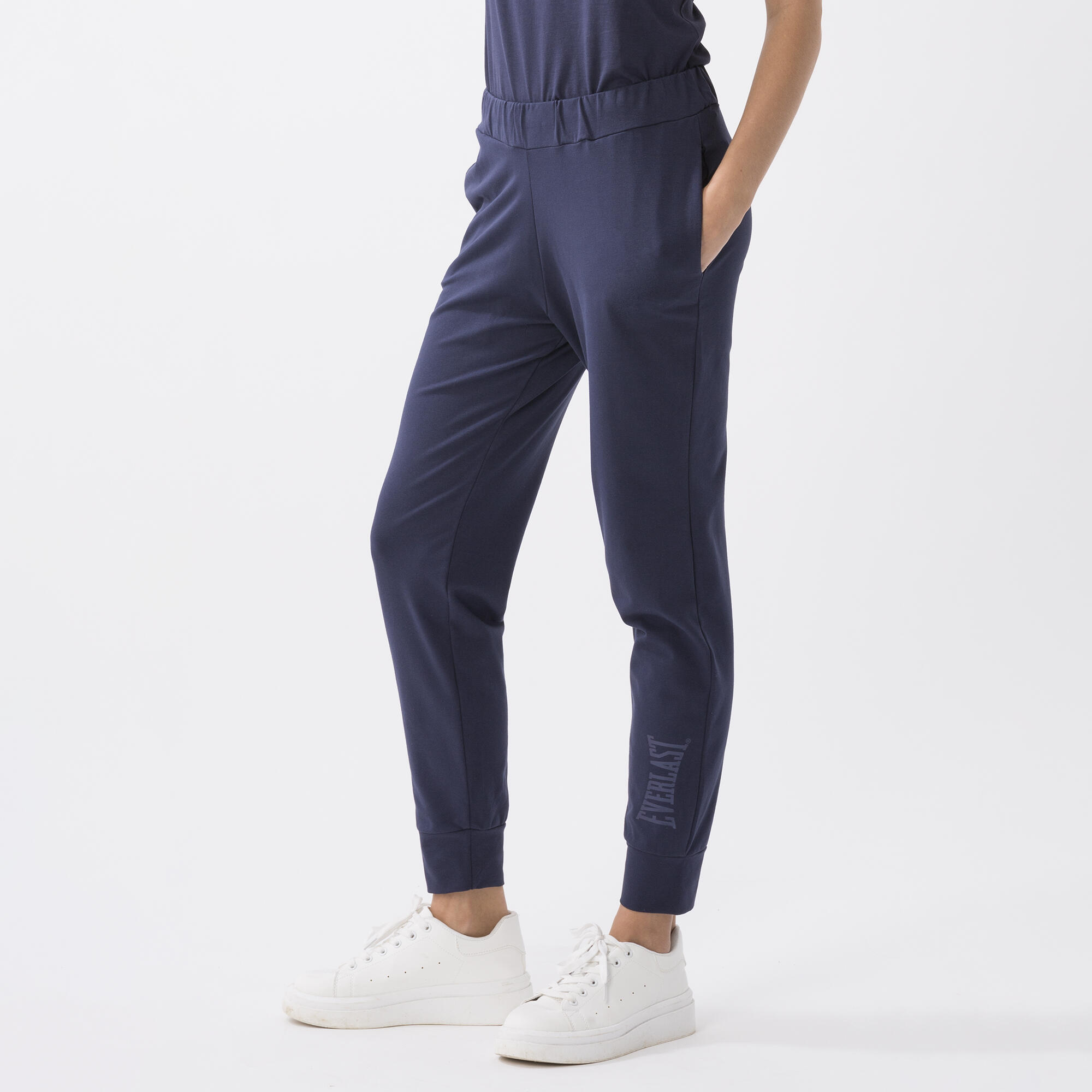 PANTALÓN ESENCIAL EN JERSEY ELÁSTICO AZUL MARINO ALGODÓN, ELASTANO 1/6