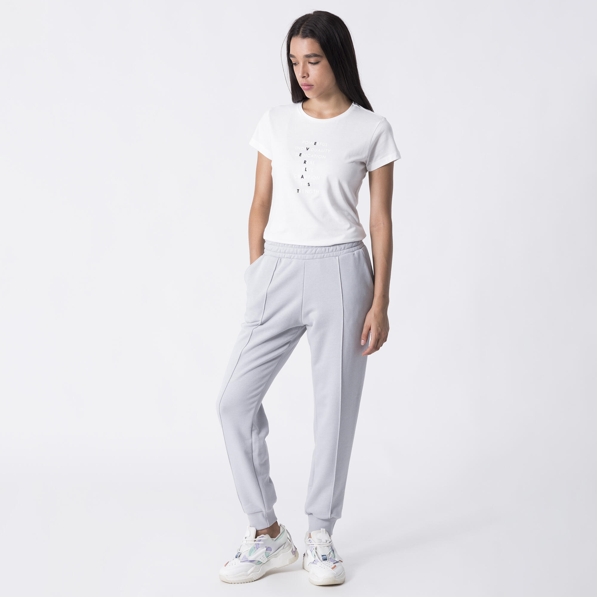 Broek van sweatstof met elastiek WIT KATOEN, POLYESTER 2/6