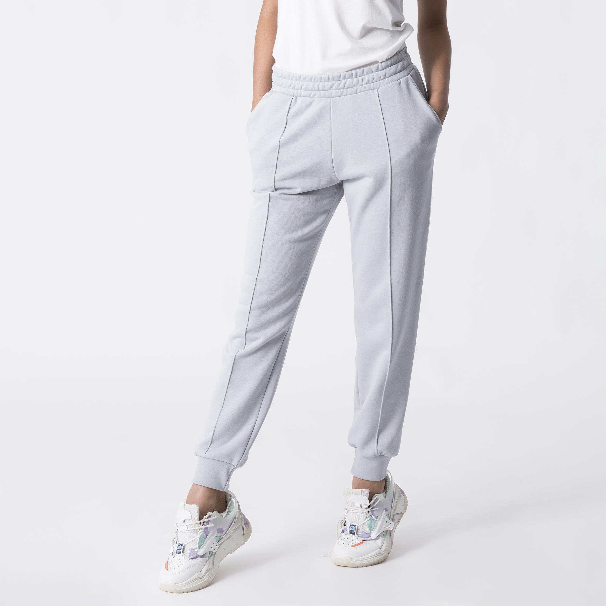 Broek van sweatstof met elastiek WIT KATOEN, POLYESTER 3/6