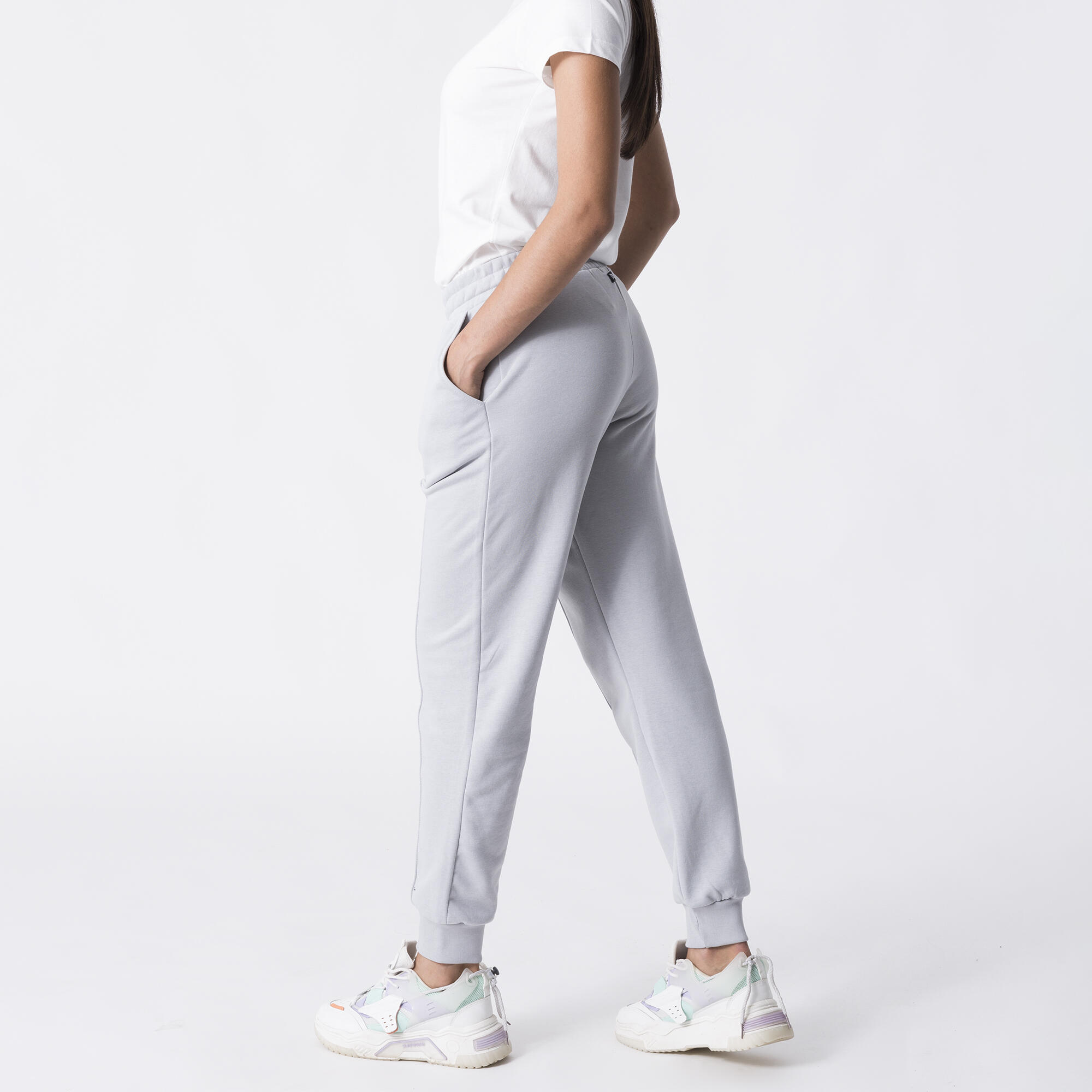 Broek van sweatstof met elastiek WIT KATOEN, POLYESTER 4/6