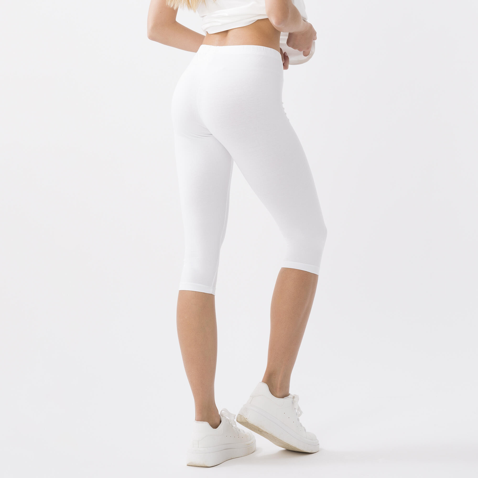 LEGGINGS IN JERSEY STRETCH Bianco ottico COTONE, ELASTAN 3/6