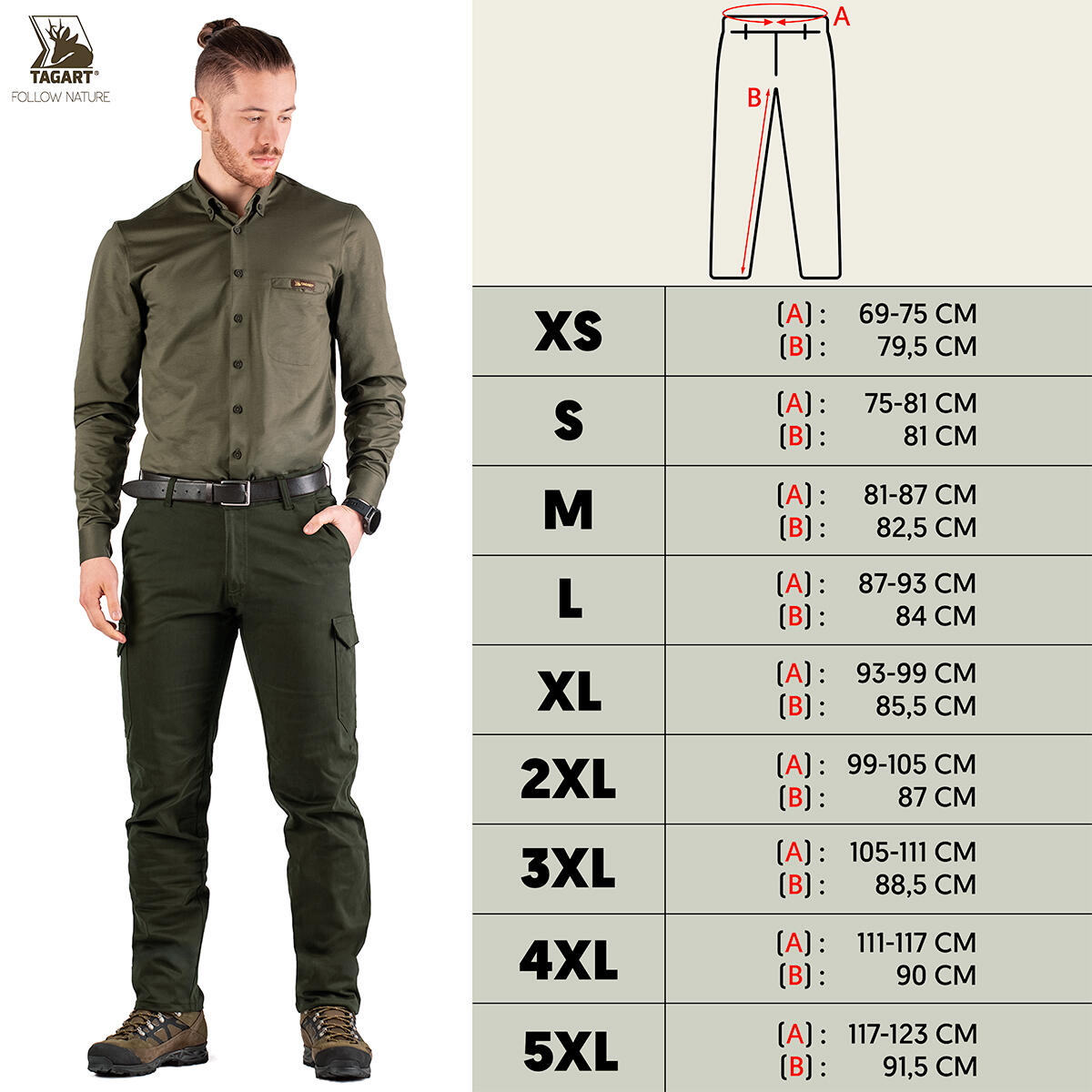 Pantalon de chasse pour hommes Tagart Traper 2 Green coupe cargo 2/4