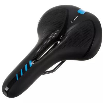 Fahrradsattel Comfort mit Rücklicht - LED - Schwarz/Blau