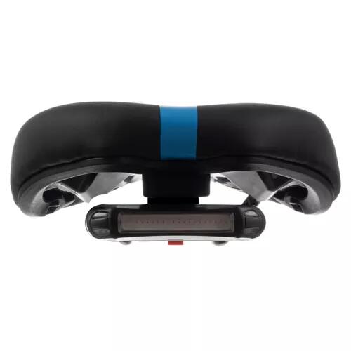 Selle de vélo confort avec feu arrière - LED - Noir/Bleu