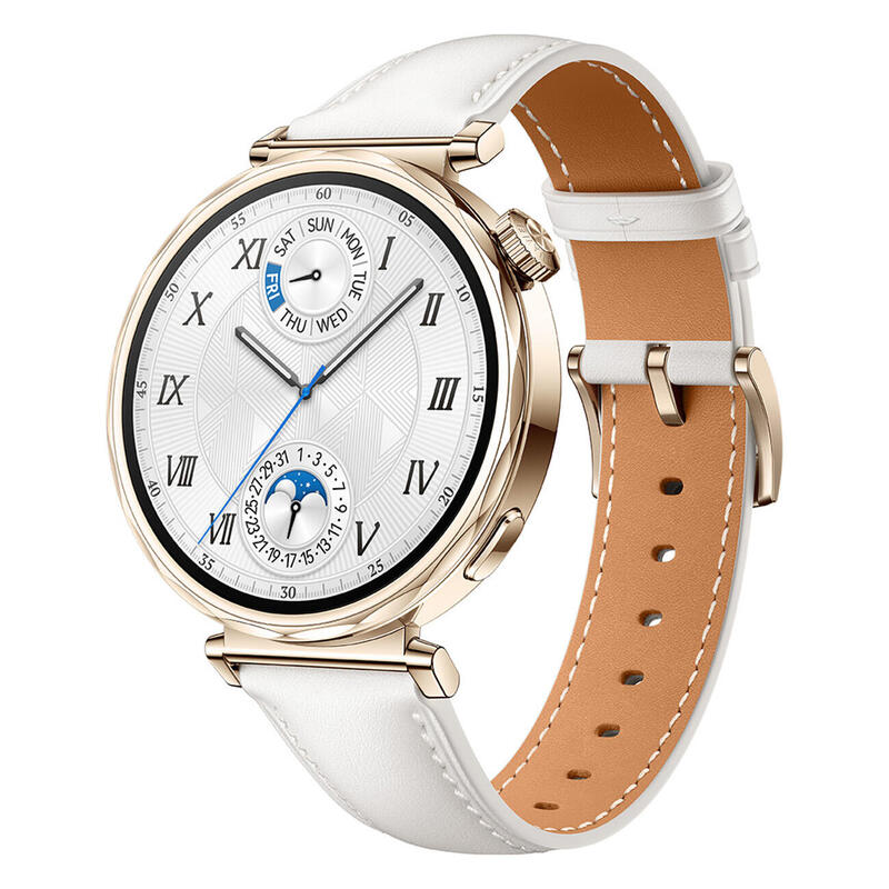 Montre connectée Watch GT 5 41 mm Acier Inoxydable cuir blanche