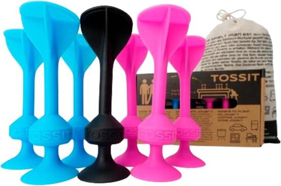 TOSSIT Jeu de Fléchettes à Ventouse en Silicone, Starter Pack, Rose Bleu