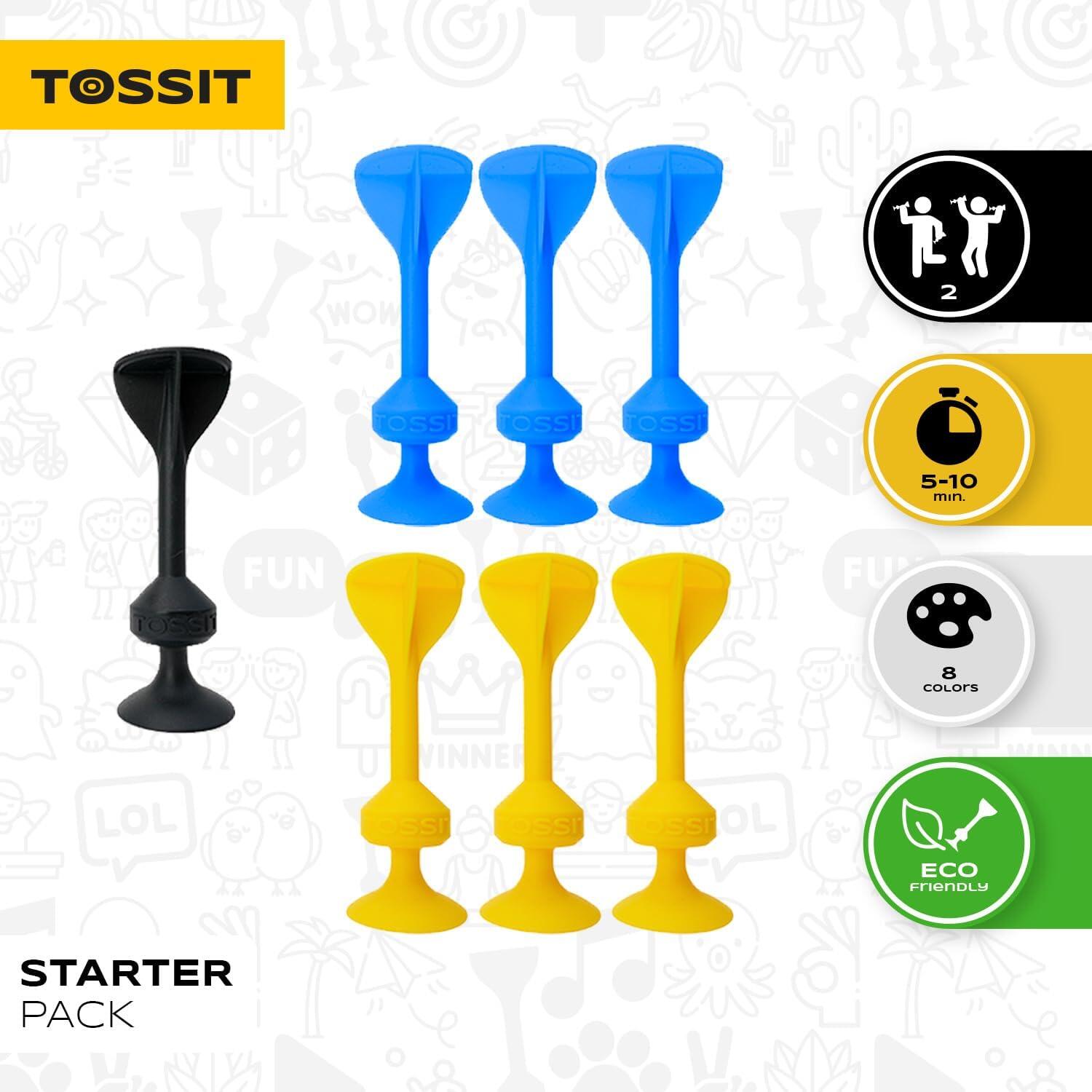 TOSSIT Gioco di Freccette a Ventosa in Silicone, Starter Pack, Blu Giallo 2/7